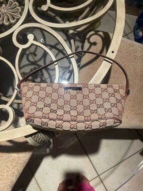 Gucci Beige & Brown GG Canvas Shoulder Bag
